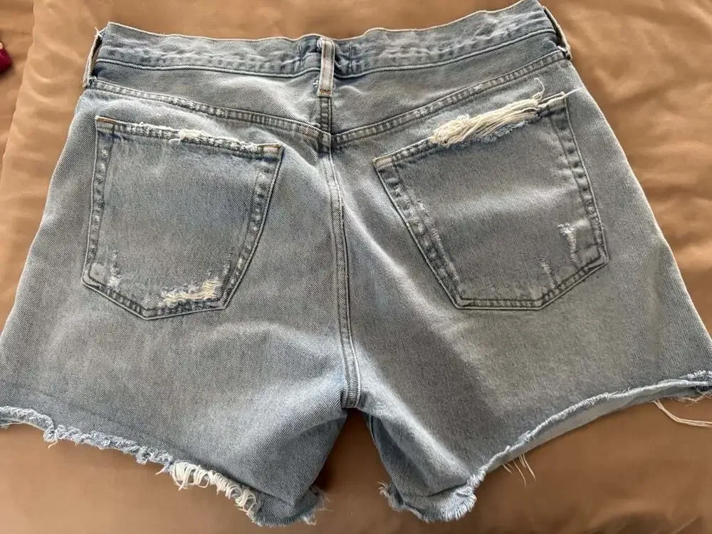 Agolde Parker Long Vintage Cut Off Denim Shorts Size 30
